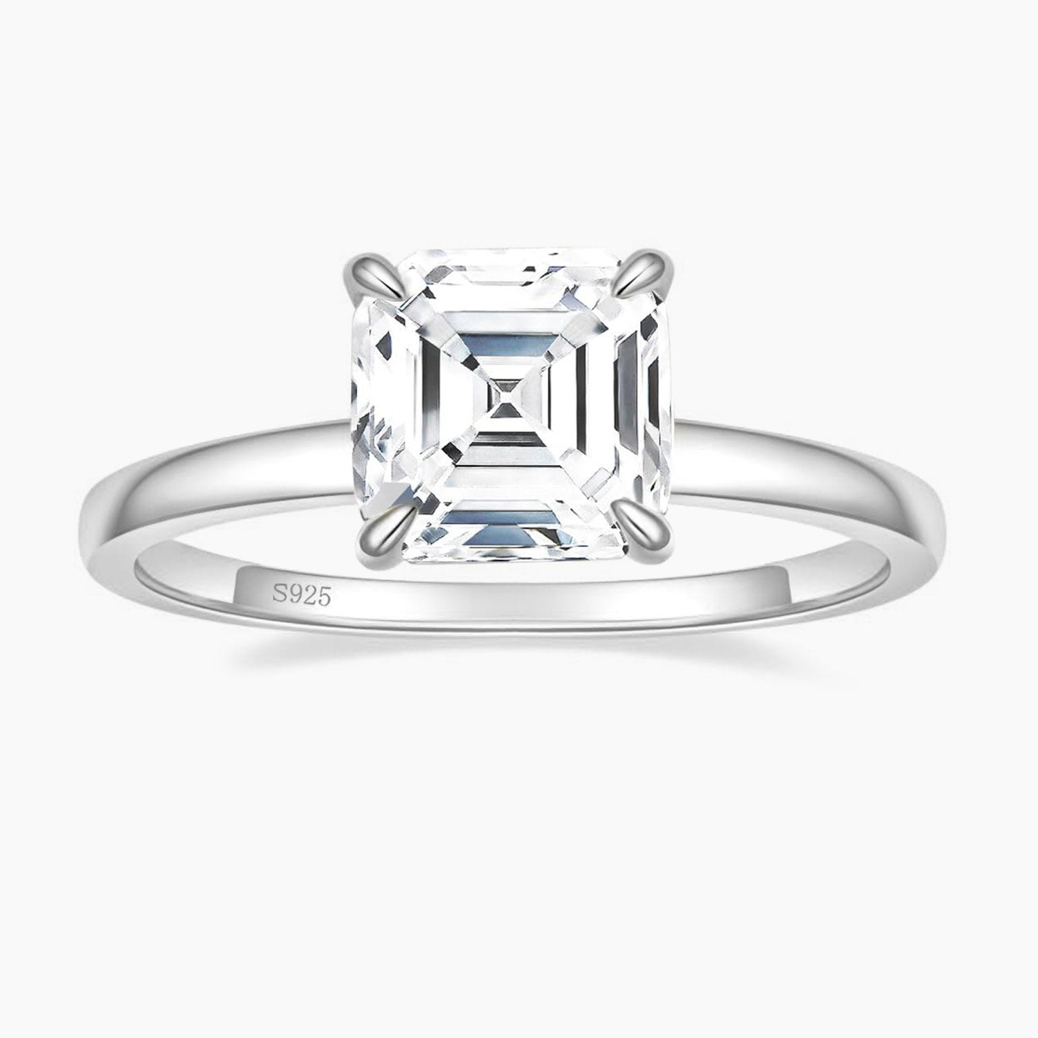 Asscher Cut Solitaire CZ Wedding Ring - Main Image