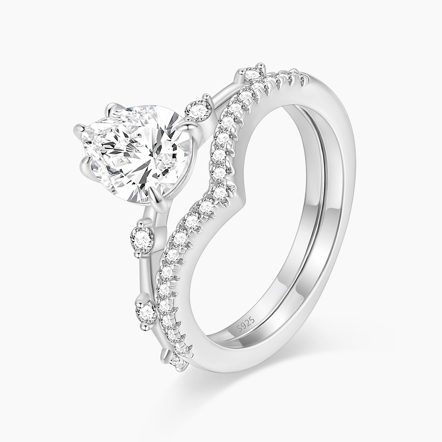 cheap wedding ring sets, pear cut ring, cubic zirconia ring, affordable wedding ring sets, cheap engagement rings, sterling silver rings for women, fake bridal set rings