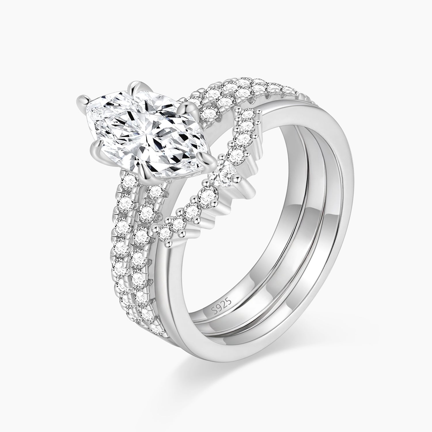 cheap wedding ring sets, marquise ring for women, silver marquise ring, cubic zirconia wedding rings, cz stones, affordable cz engagement rings, fake bridal set rings