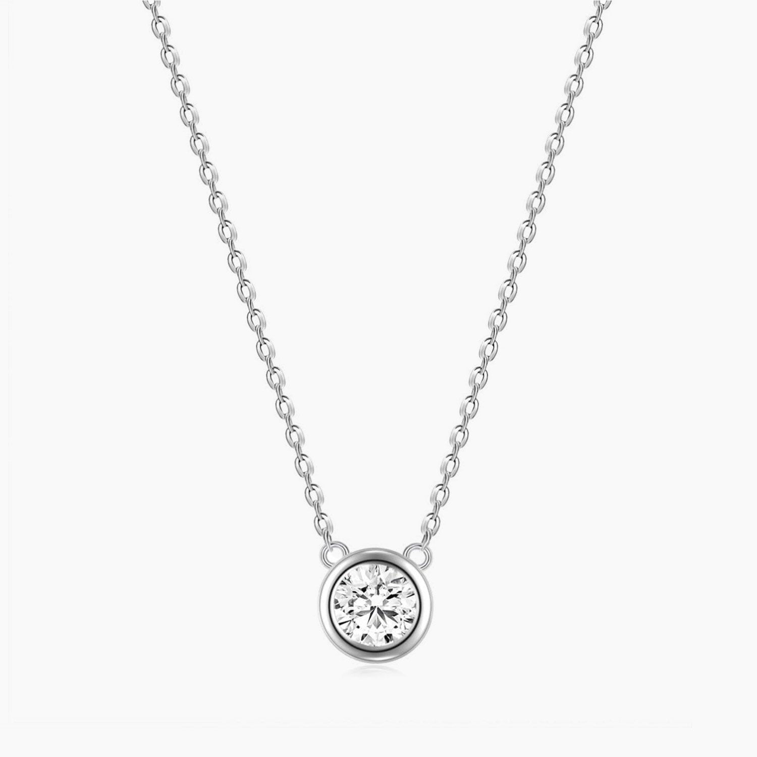 solitaire necklace for women, sterling silver necklace, silver gemstone necklace, cubic zirconia necklace, cz necklace, dainty necklace