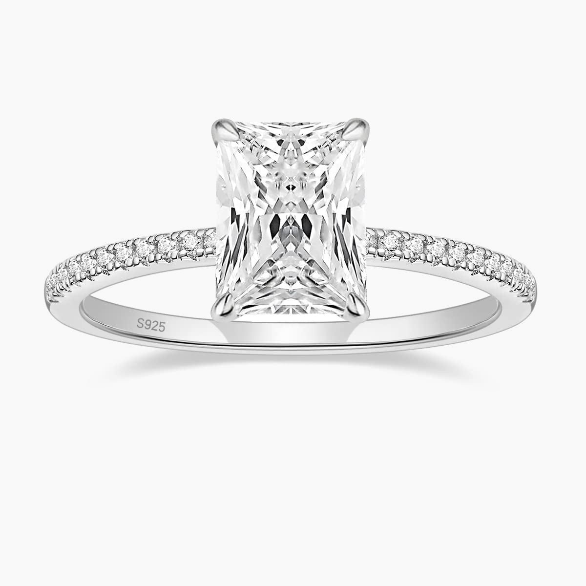 radiant cut ring, sterling silver rings for women, affordable wedding rings, cubic zirconia ring, 3ct ring, sterling silver cubic zirconia rings, travel ring, cheap rings, inexpensive promise ring, cz engagement rings