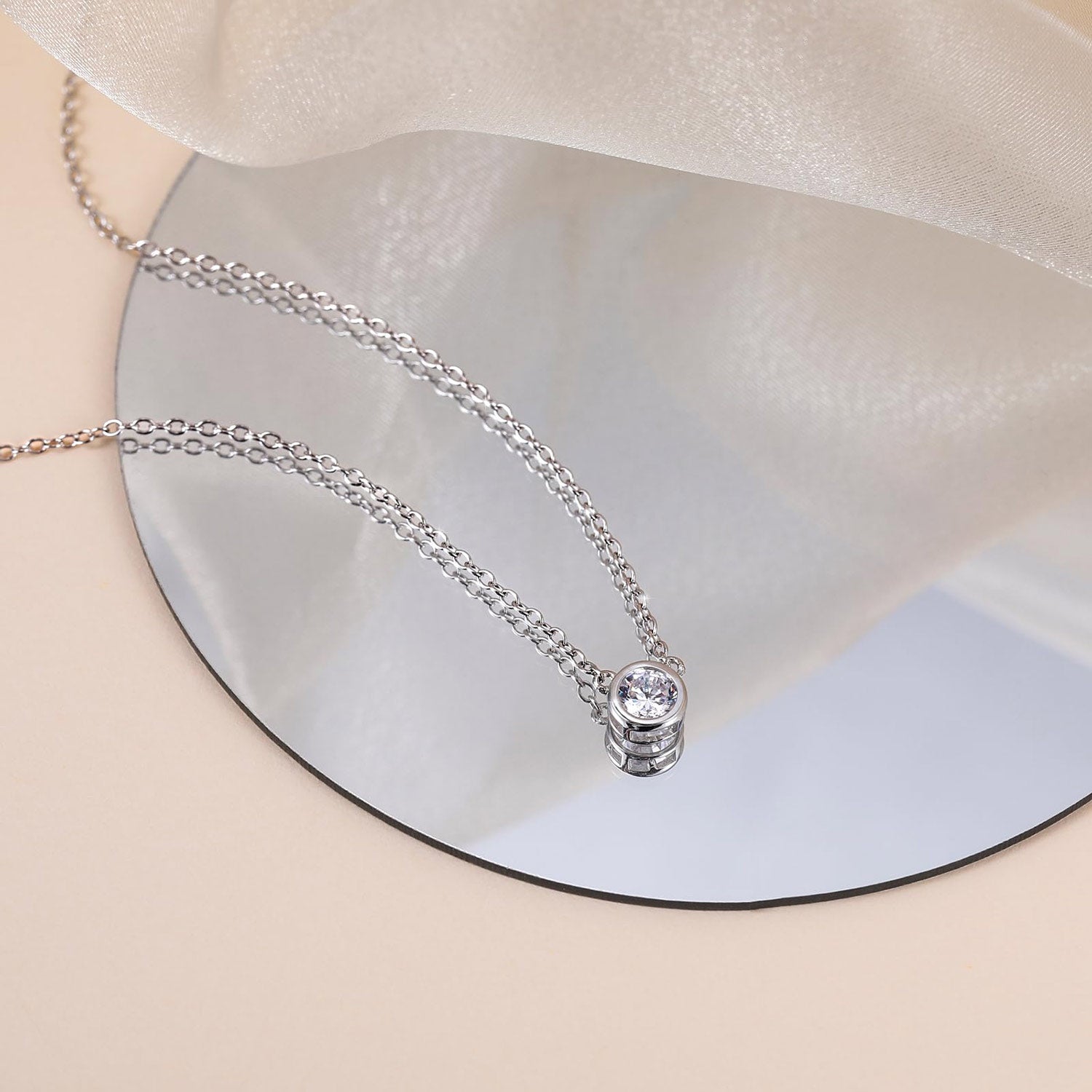 solitaire necklace for women, sterling silver necklace, silver gemstone necklace, cubic zirconia necklace, cz necklace, dainty necklace