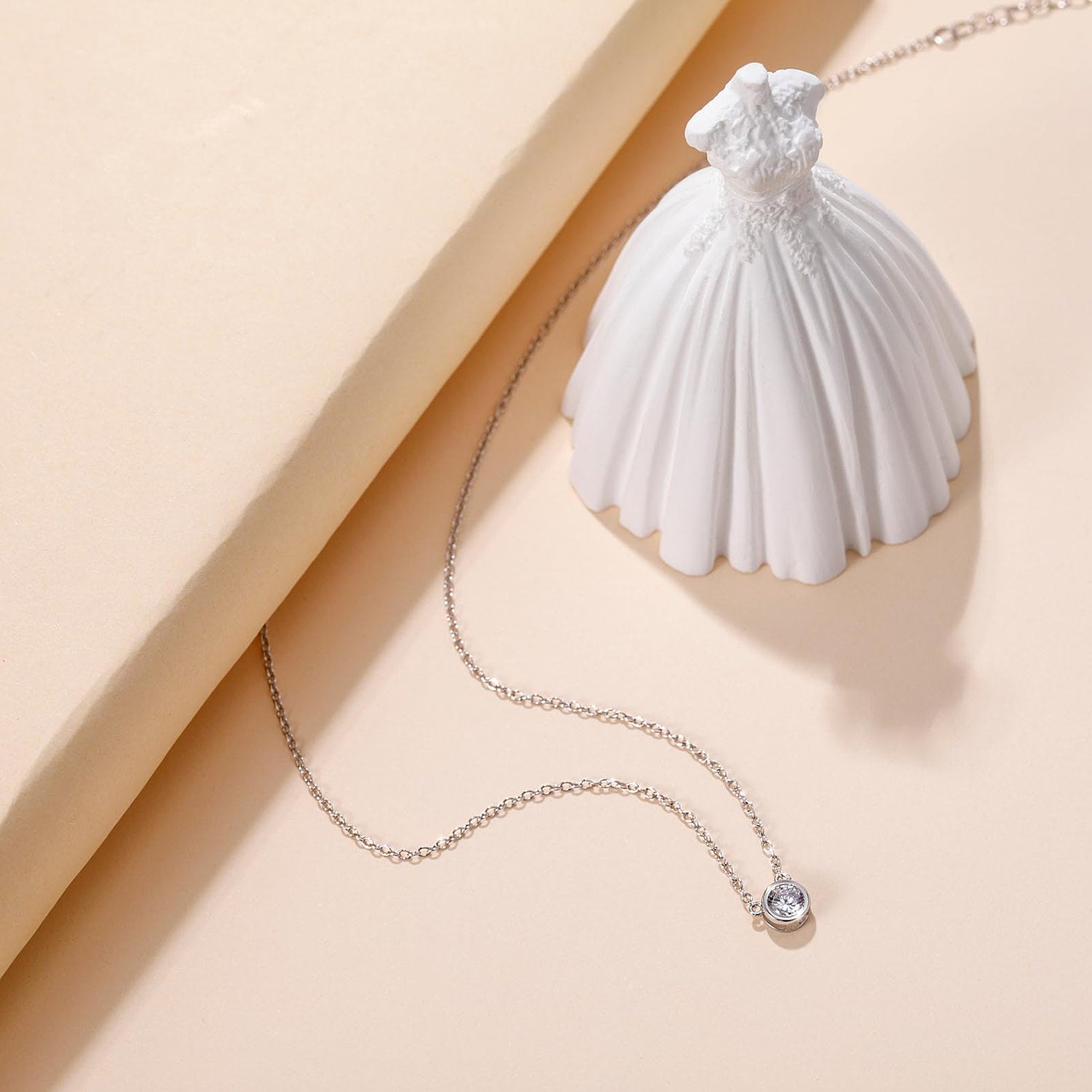 solitaire necklace for women, sterling silver necklace, silver gemstone necklace, cubic zirconia necklace, cz necklace, dainty necklace