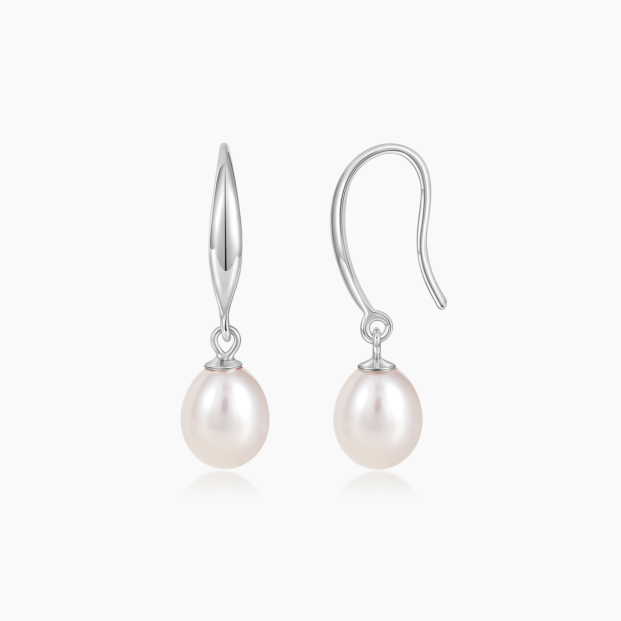 pearl drop earrings, pearl earrings with silver hooks, classic pearl earrings, pearl bridal earrings, freshwater pearl earrings, pearl wedding earrings, oriental pearl