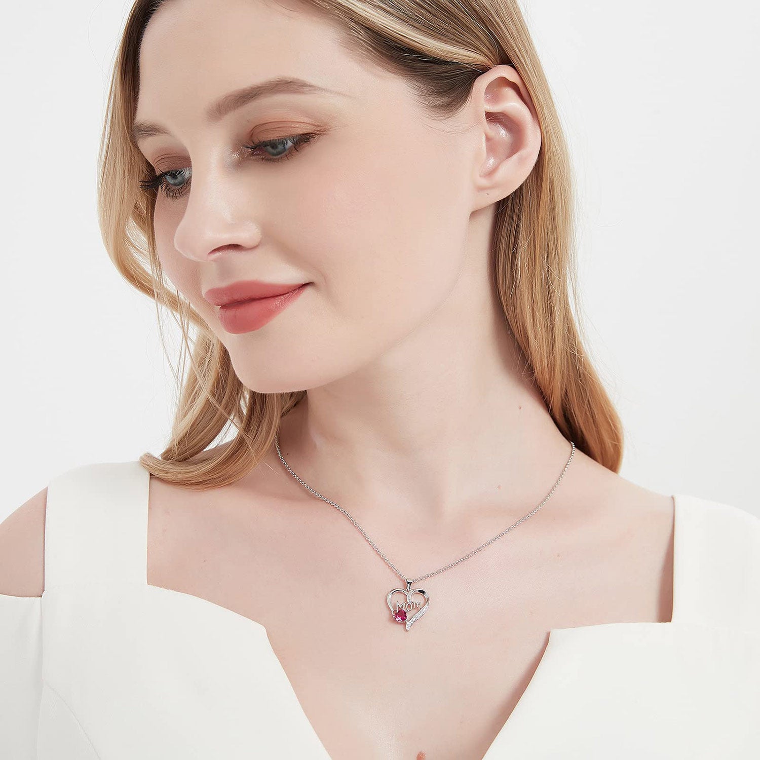 mom necklace, heart necklace, station necklace, layered necklace, cz necklace, dainty necklace, sterling silver necklaces, cz stones