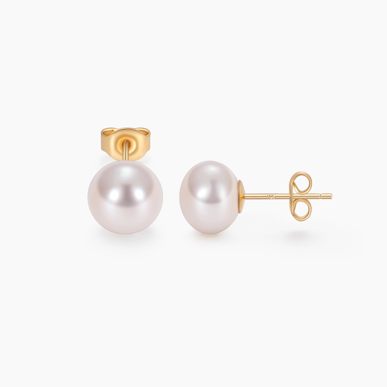 8mm pearls, classic pearl earrings, pearl stud earrings, earrings in white, gold earrings, 925 sterling silver posts, pearl bridal earrings, freshwater pearl earrings, pearl wedding earrings, pearl studs