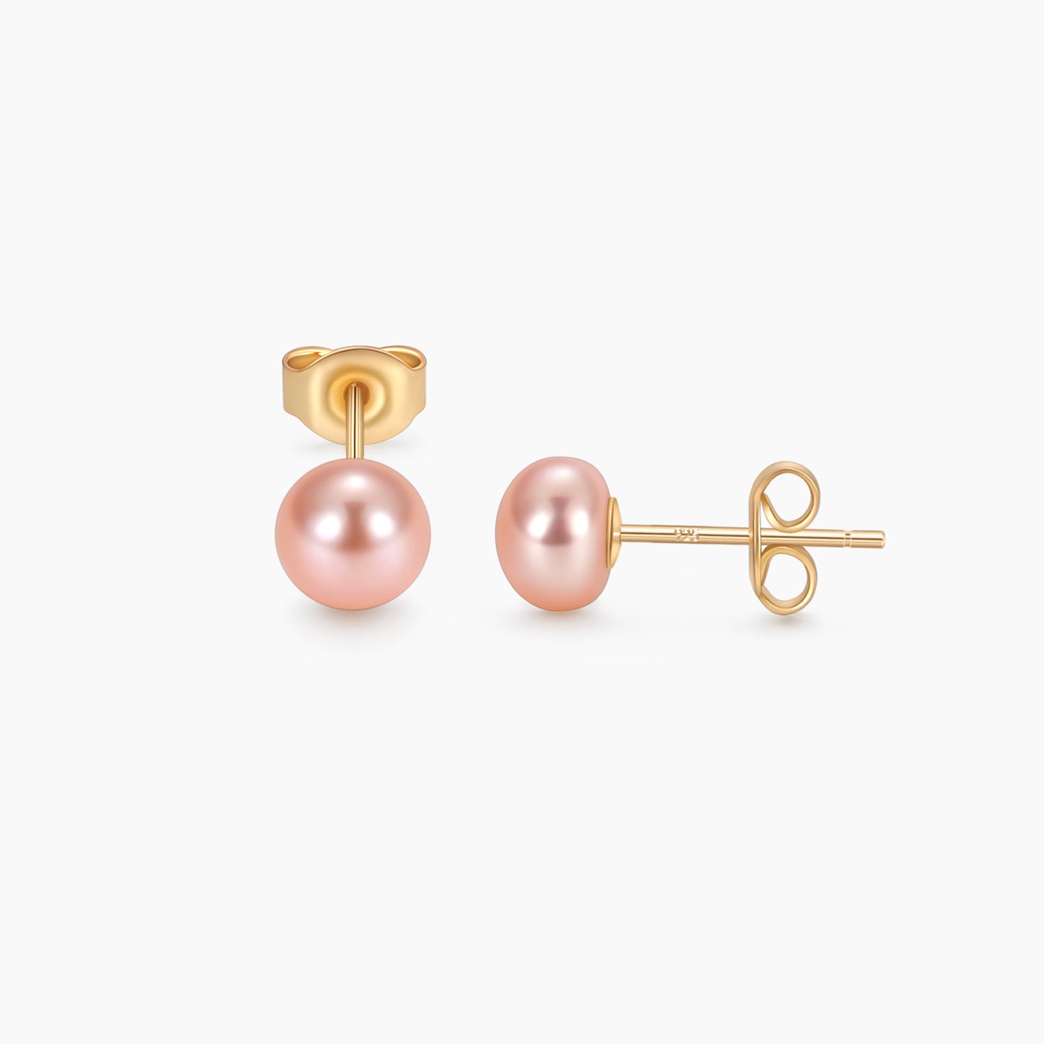 6mm pink pearls, pink pearl earrings, classic pearl earrings, pearl stud earrings, earrings in pink, gold earrings, 925 sterling silver posts, pearl bridal earrings, freshwater pearl earrings, pearl wedding earrings, pearl studs, pink pearls