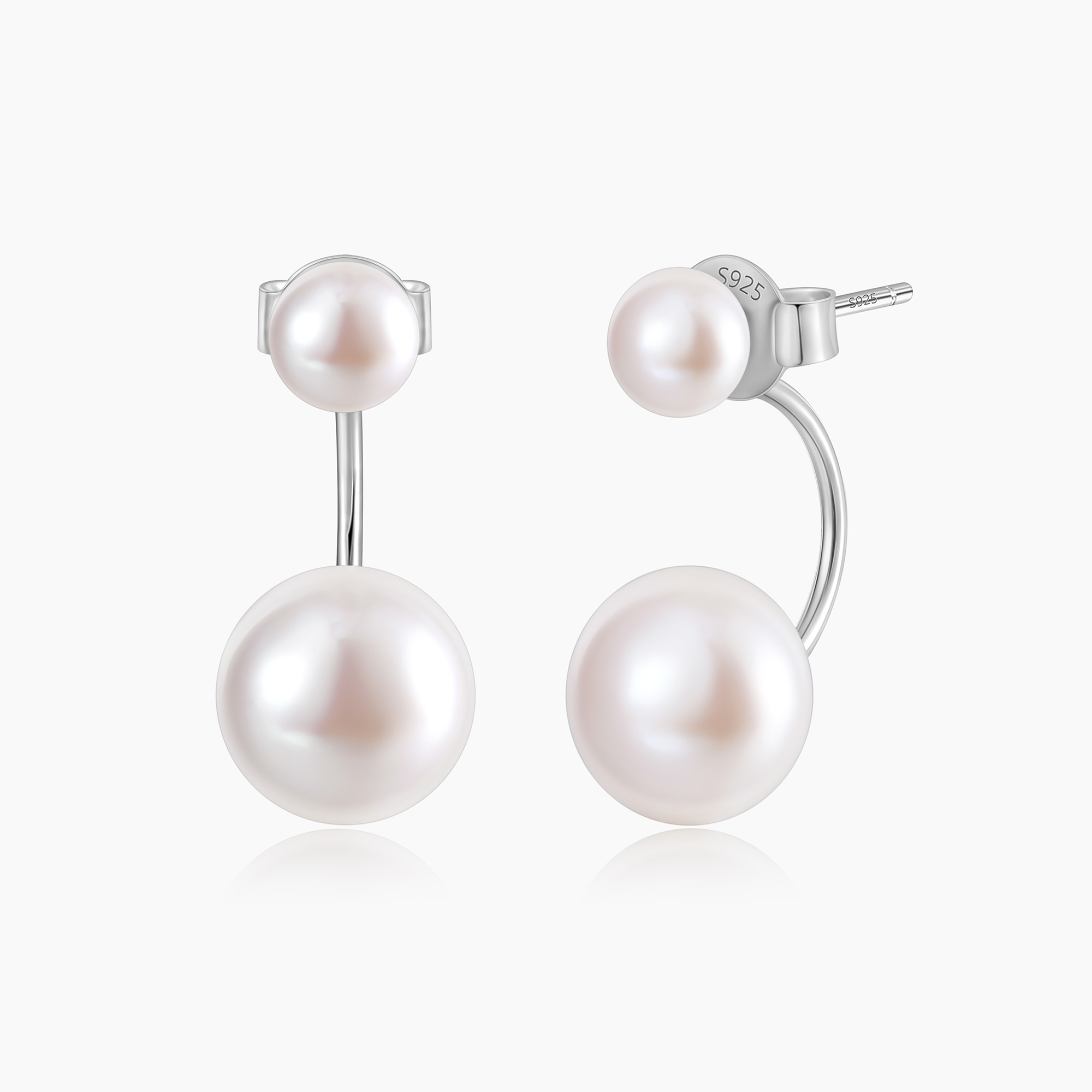 pearl earrings, ear jacket, classic pearl earrings, pearl bridal earrings, freshwater pearl earrings, pearl wedding earrings, oriental pearl