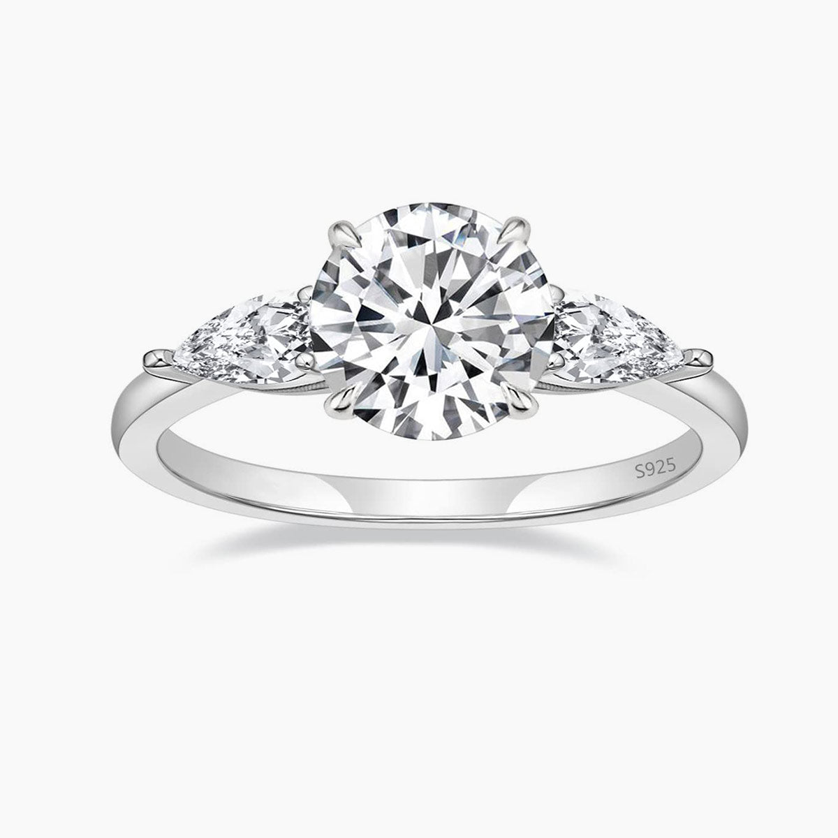 925 Sterling Silver Women's Round Cut Stone Promise Ring