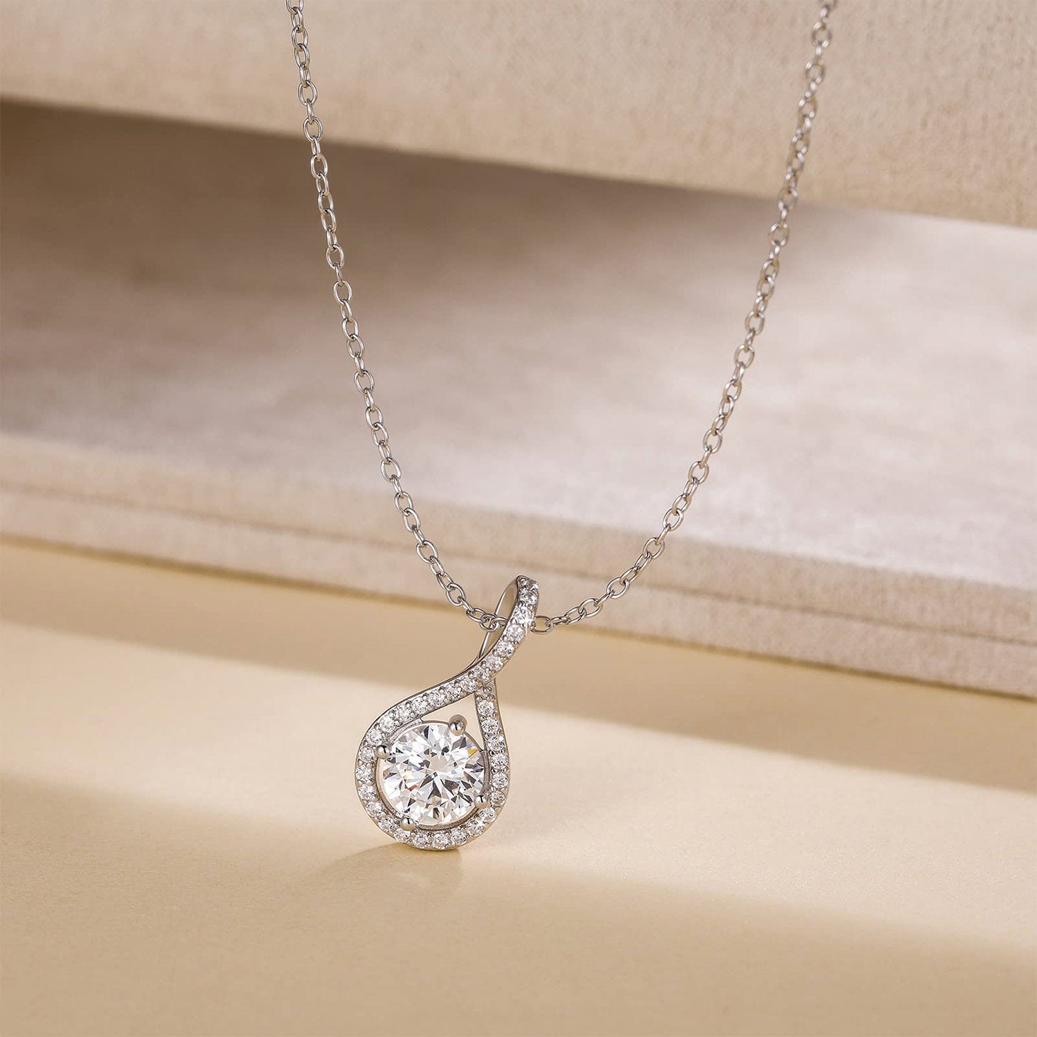 teardrop, cz necklace, silver necklace, cubic zirconia, sterling silver necklaces, anniversary necklace, layered necklace