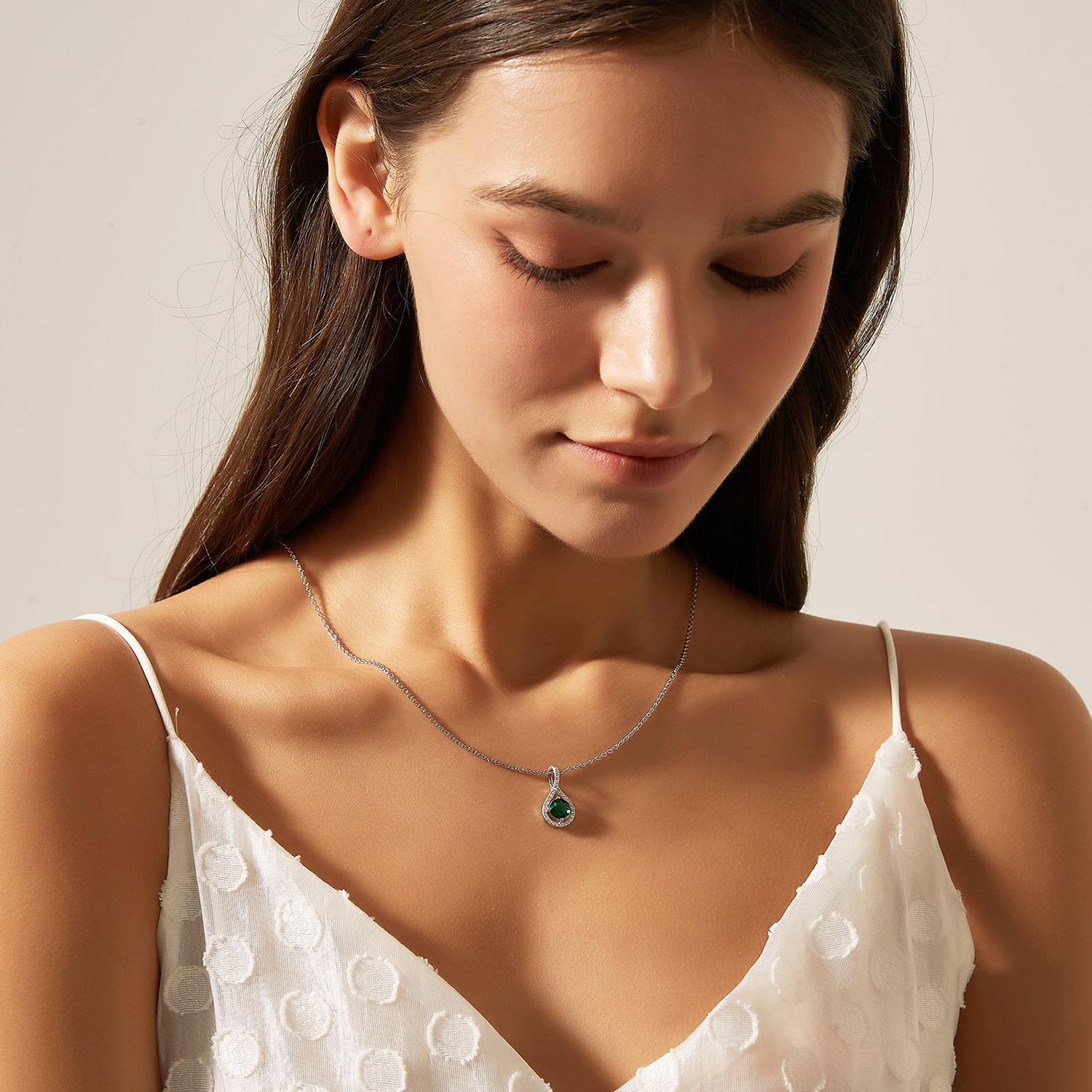 teardrop, cz necklace, silver necklace, cubic zirconia, sterling silver necklaces, anniversary necklace, layered necklace