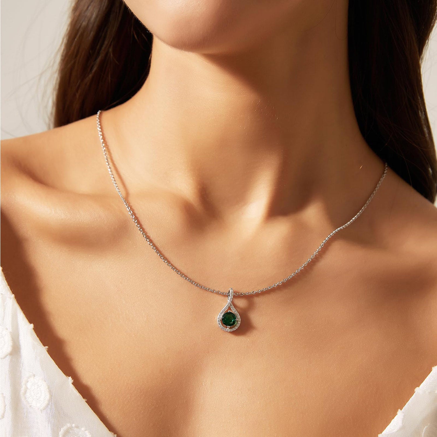 teardrop, cz necklace, silver necklace, cubic zirconia, sterling silver necklaces, anniversary necklace, layered necklace