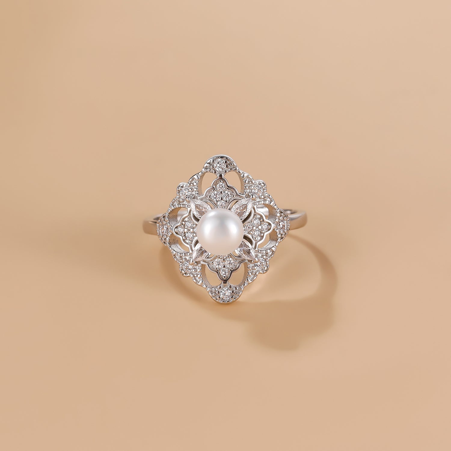 pearl engagement rings, silver pearl ring, mother of pearl ring, pearl wedding rings, vintage engagement ring