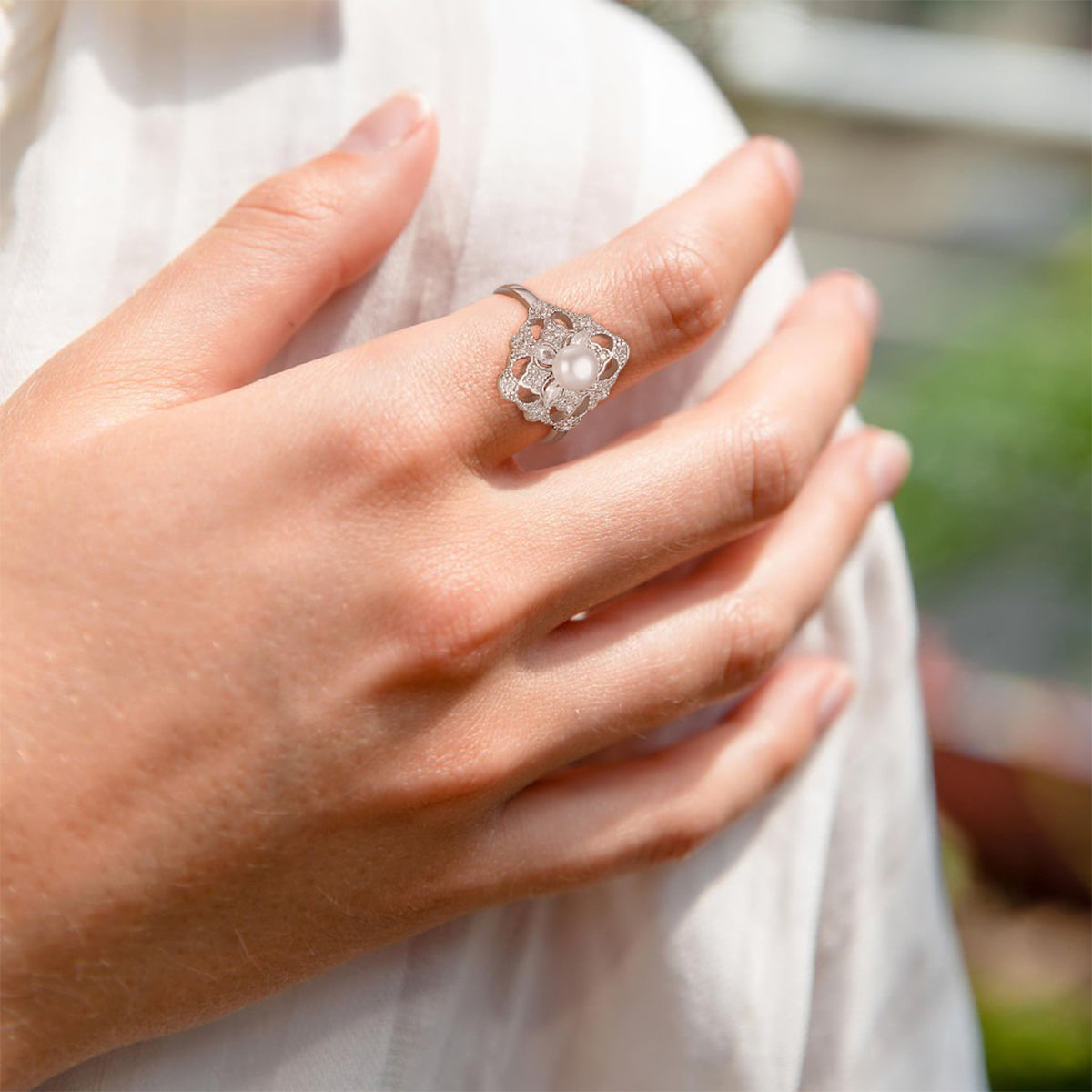 pearl engagement rings, silver pearl ring, mother of pearl ring, pearl wedding rings, pearl proposal ring