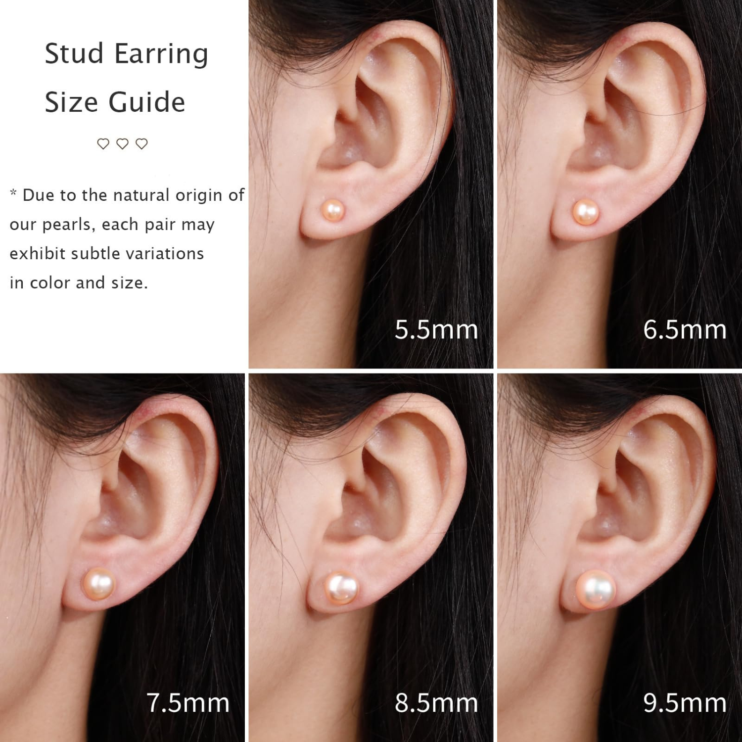 stud earring size guide, pink pearls, affordable jewelry, pearl jewelry for mom
