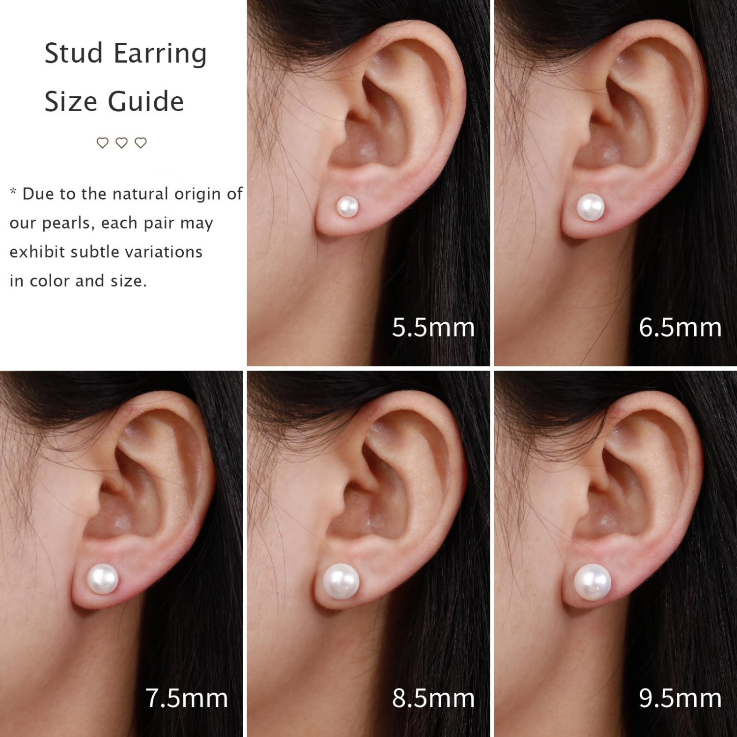 stud earring size guide, white pearls, affordable jewelry, pearl jewelry for mom
