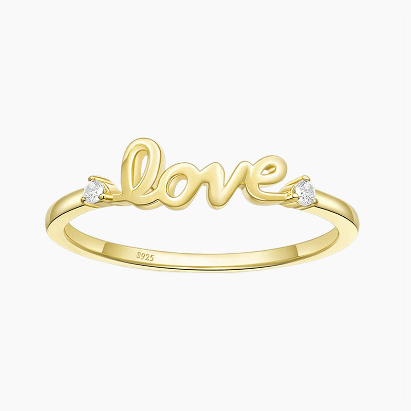 gold plated love engagement ring; simple ring; Eamti;