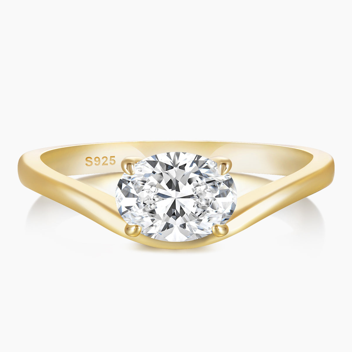 1.5CT Oval Cut Cubic Zirconia Curved Wedding Ring