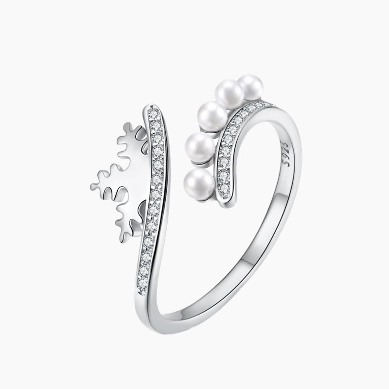 Snowflake Crown Sterling Opening Ring