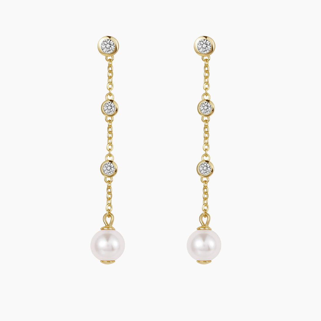 pearl dangle earrings, cz pearl earrings, silver pearl earrings