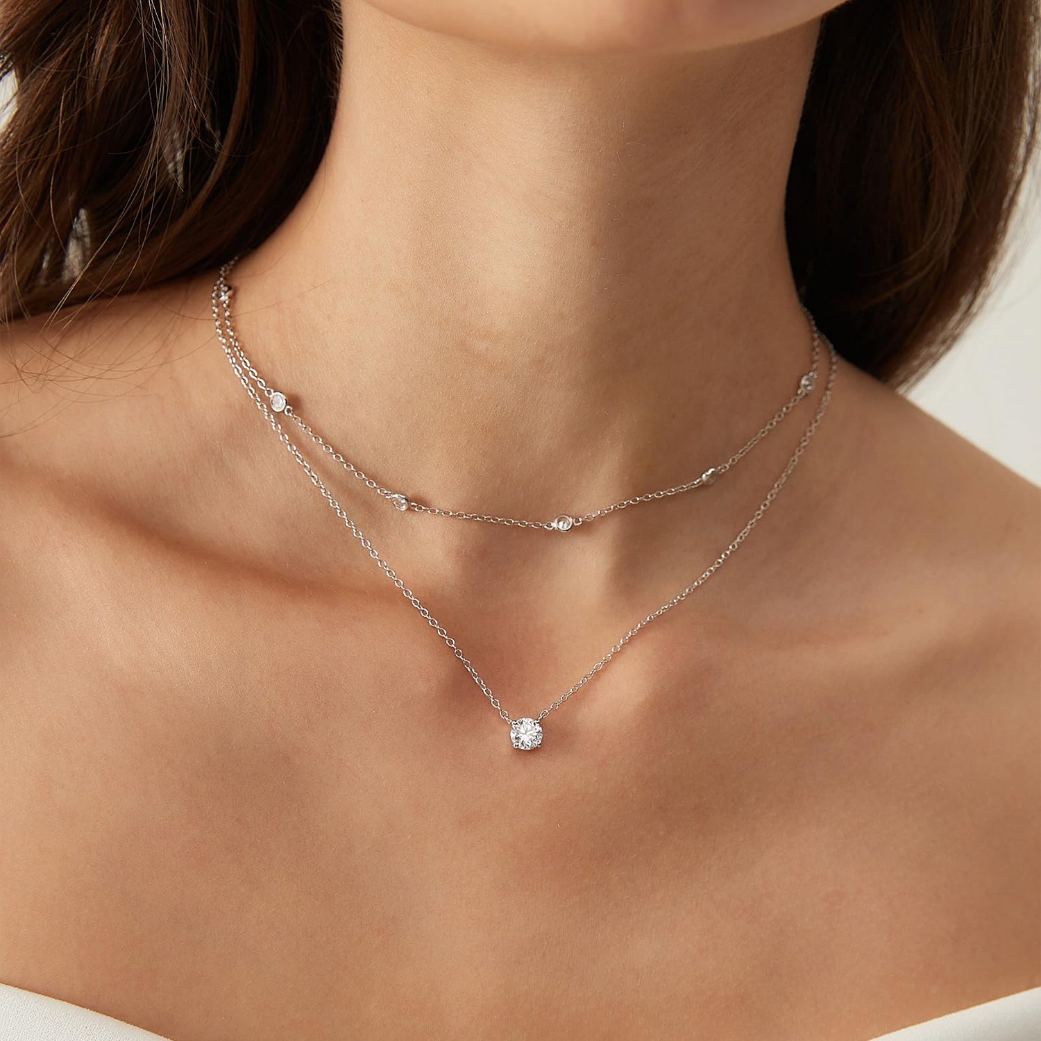 Mother's Day Gift for Women - Delina Necklace with Engraved Beads & 0.10ct Diamond in Sterling Silver - Inital Necklace for Mom - Gift for Mom Mother's Day Gift for Women - Delina Necklace with Engraved Beads & 0.10ct Diamond in Sterling Silver - Inital Necklace for Mom - Gift for Mom