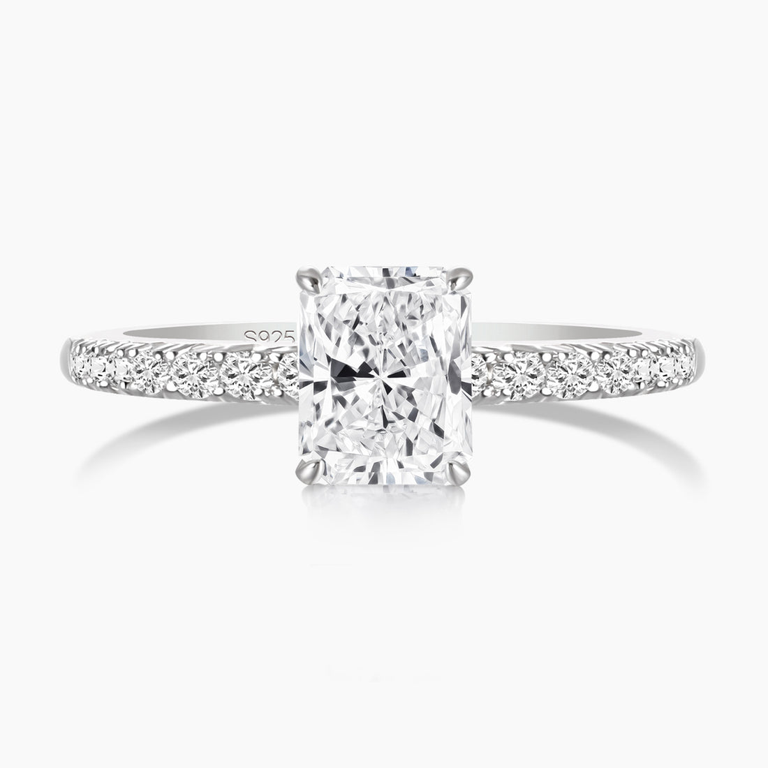 radiant cut ring, sterling silver rings for women, affordable wedding rings, cubic zirconia ring, 1ct ring, sterling silver cubic zirconia rings, travel ring, cheap rings, inexpensive promise ring, cz engagement rings