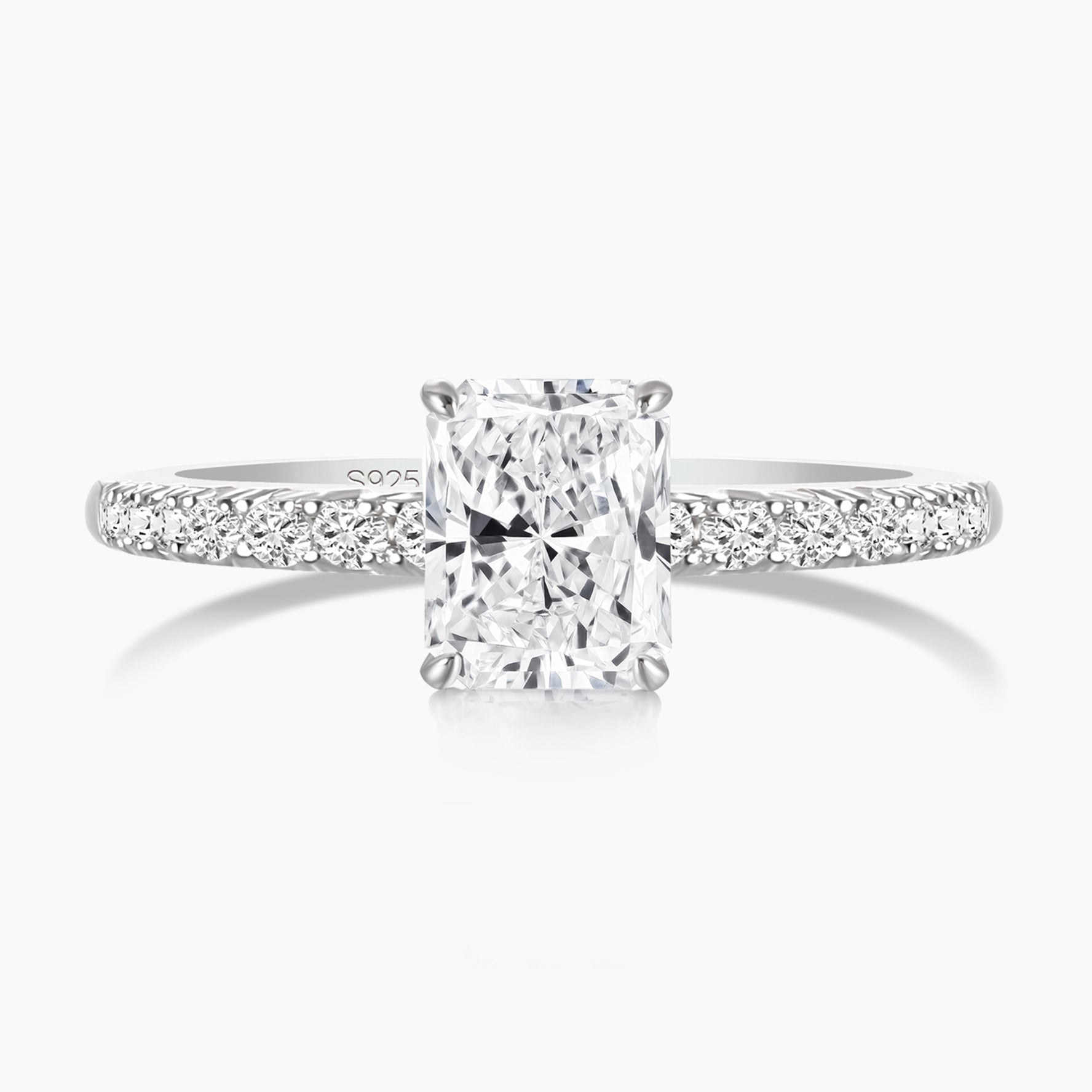 radiant cut ring, sterling silver rings for women, affordable wedding rings, cubic zirconia ring, 1ct ring, sterling silver cubic zirconia rings, travel ring, cheap rings, inexpensive promise ring, cz engagement rings