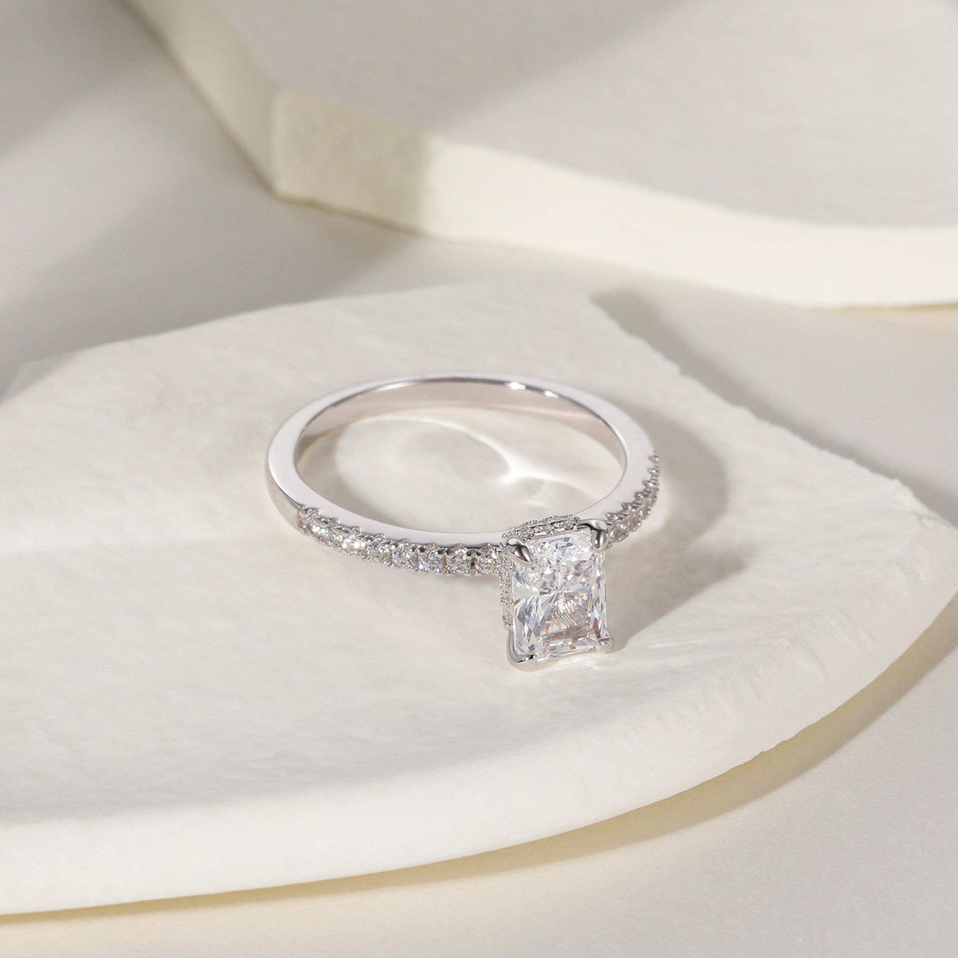 radiant cut ring, sterling silver rings for women, affordable wedding rings, cubic zirconia ring, 1ct ring, sterling silver cubic zirconia rings, travel ring, cheap rings, inexpensive promise ring, cz engagement rings, travel ring, silver engagement rings