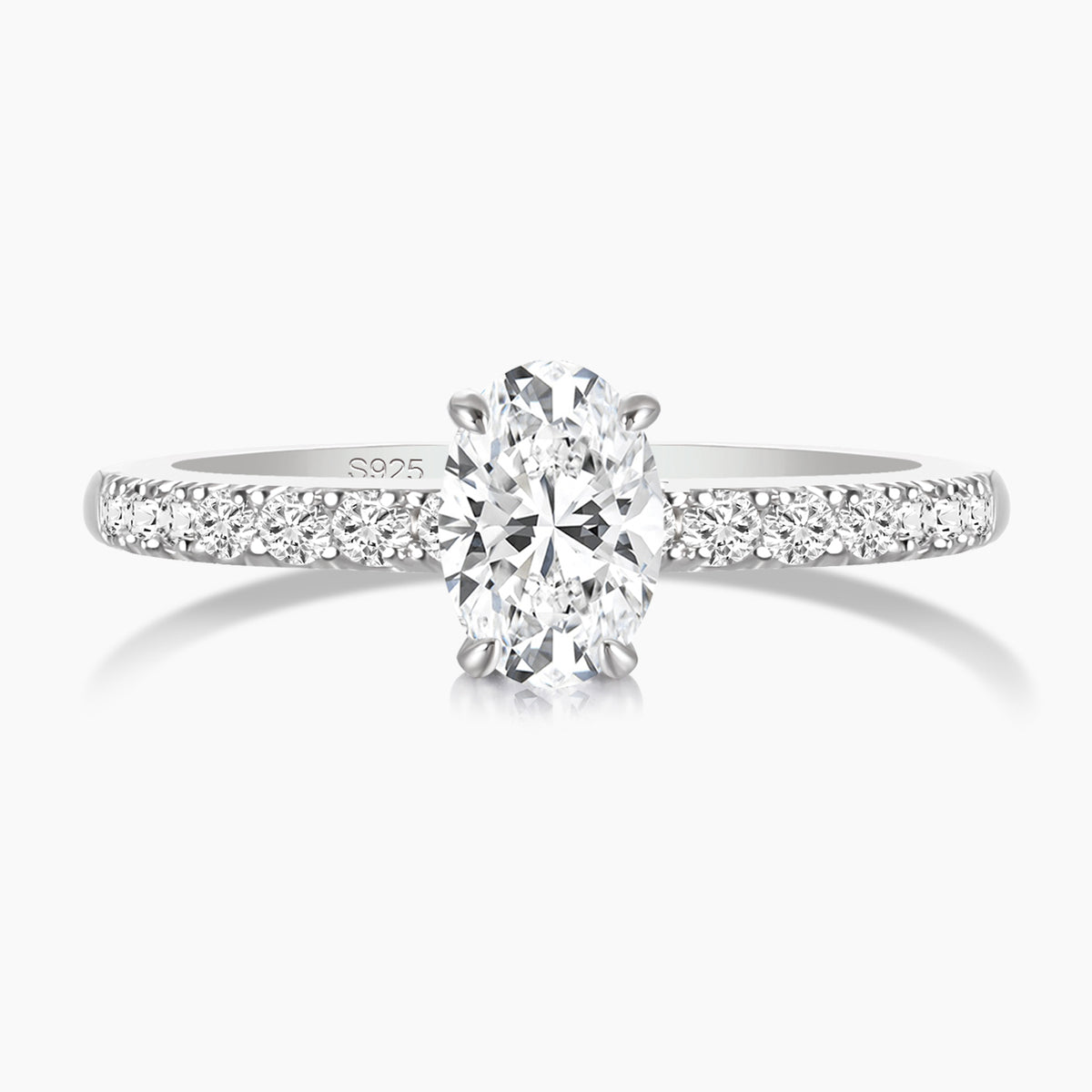 1CT Oval Cut Cubic Zirconia Engagement Ring