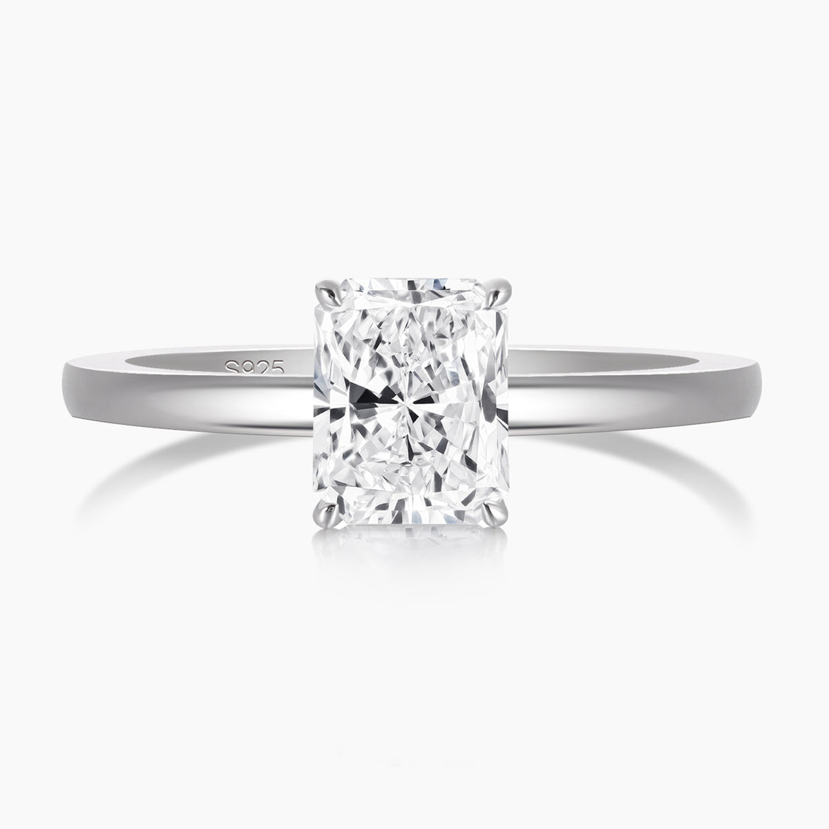 1CT S925 Radiant Cut Cubic Zirconia Engagement Ring