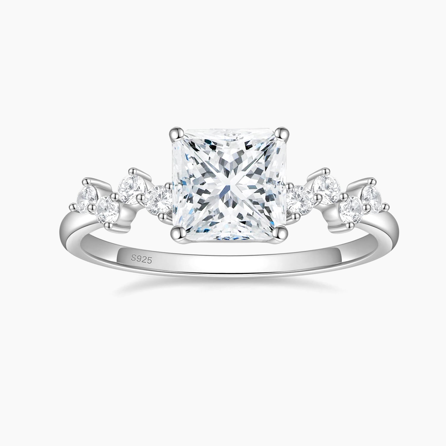 2.5CT Princess Cut CZ Engagement Ring