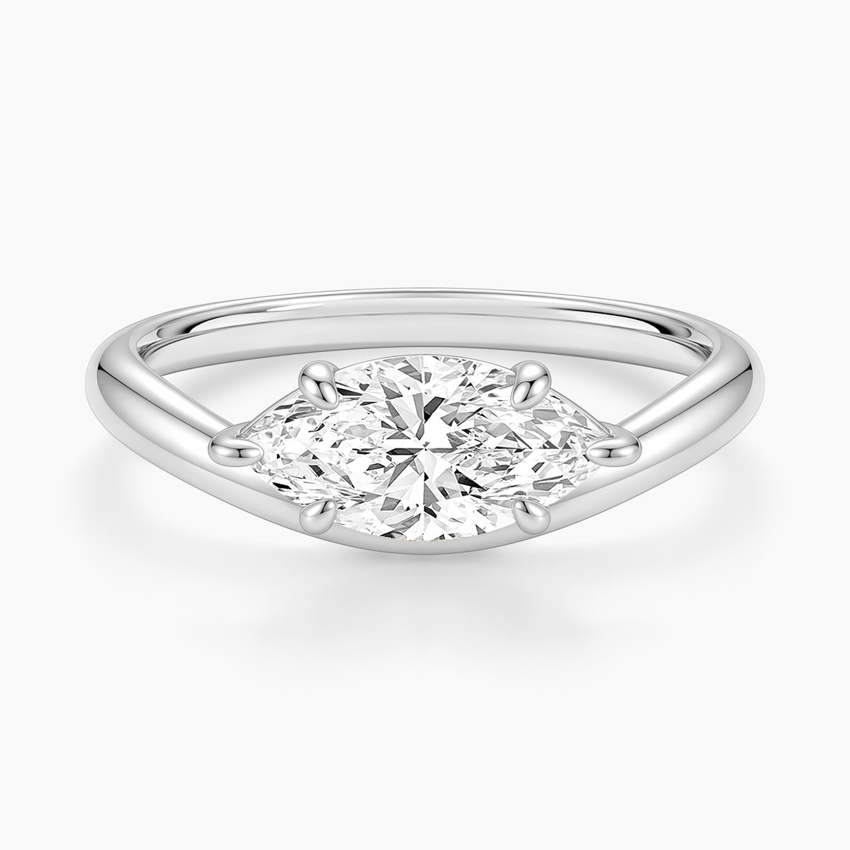 2CT East West Solitaire Marquise Cut Engagement Ring