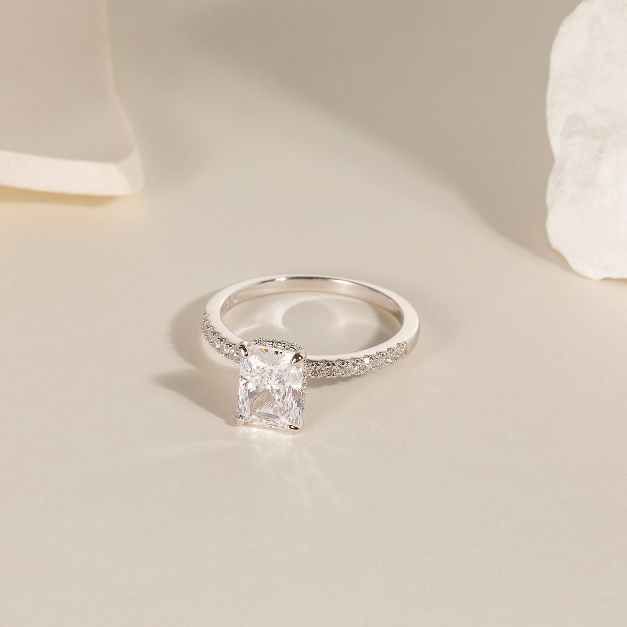 radiant cut ring, sterling silver rings for women, affordable wedding rings, cubic zirconia ring, 2ct ring, sterling silver cubic zirconia rings, travel ring, cheap rings, inexpensive promise ring, cz engagement rings, silver engagement rings, travel rings