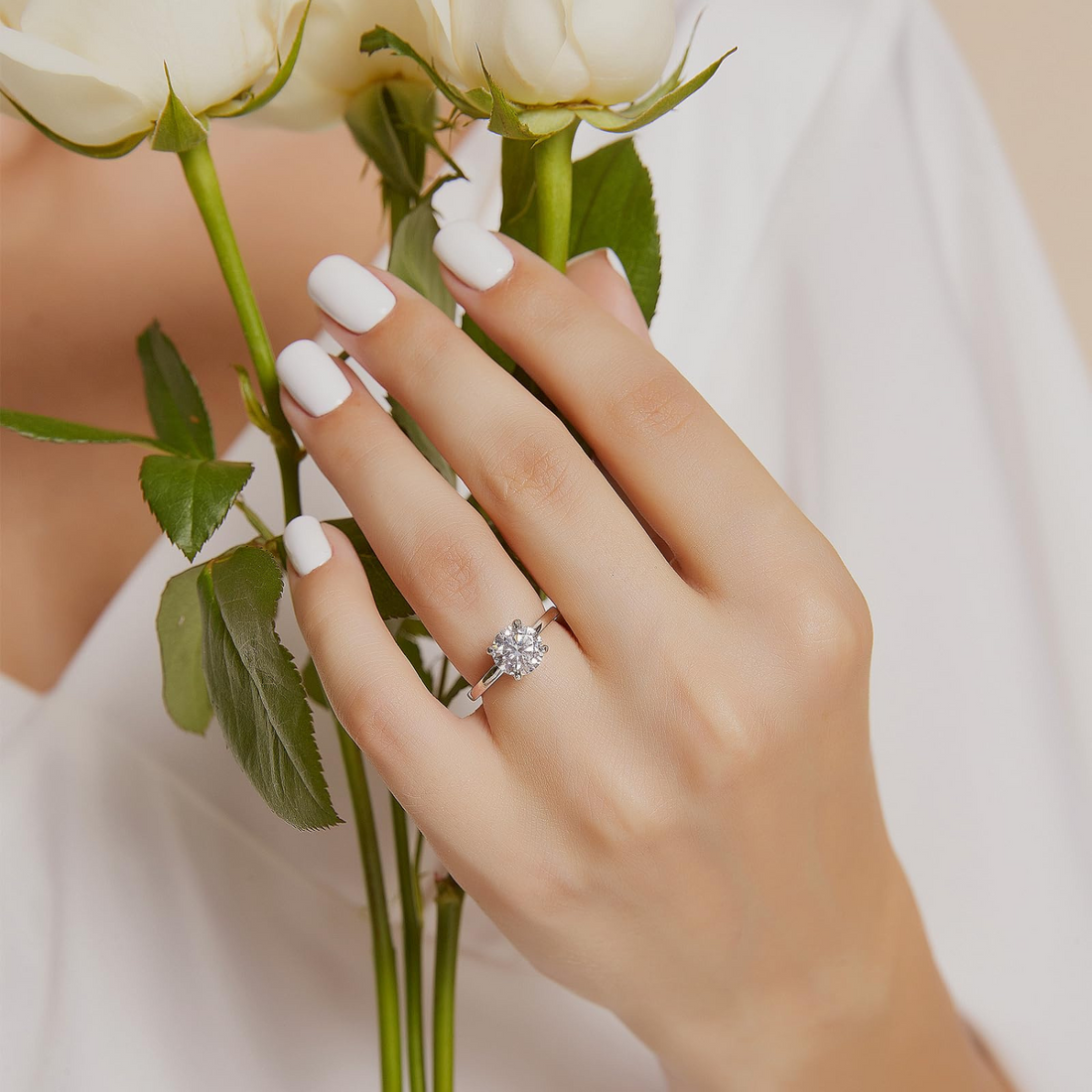 2CT Classic Round Cubic Zirconia Engagement Ring - Main Image