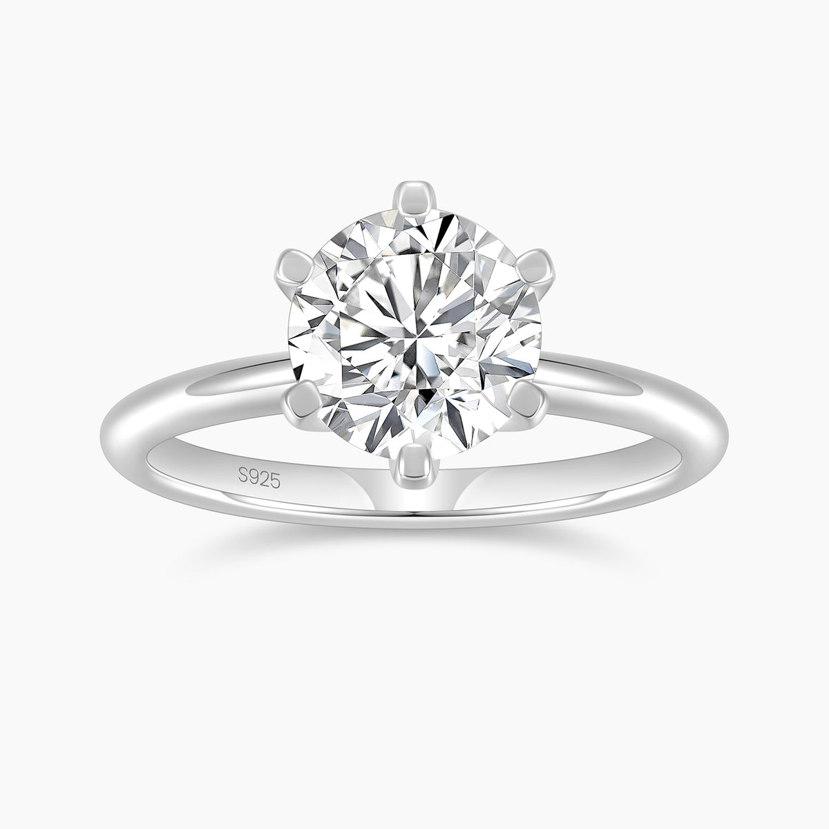 2CT Classic Round Cut Moissanite Engagement Ring