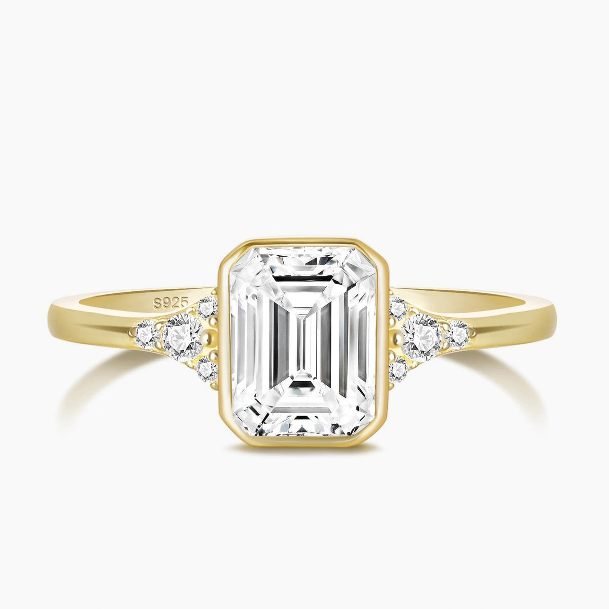 2CT Emerald Cut Cubic Zirconia Bezel Promise Ring