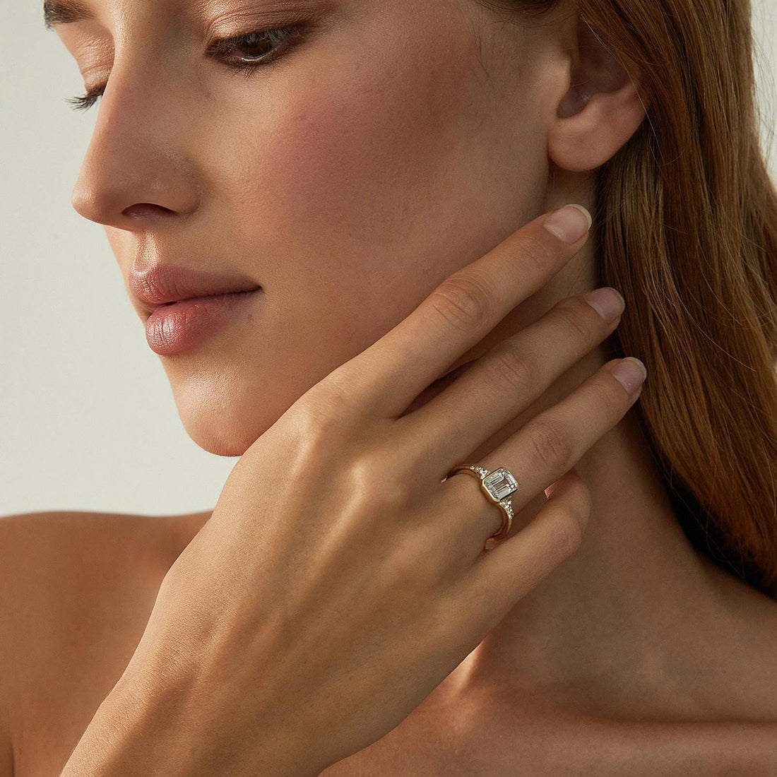 2CT Emerald Cut Cubic Zirconia Bezel Promise Ring