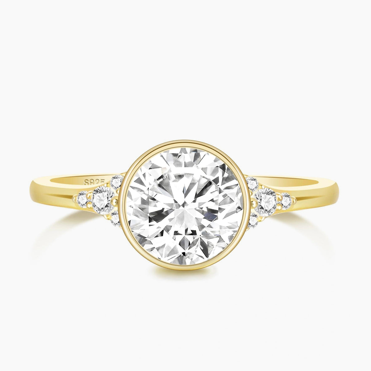 2CT Round Cut Bezel Engagement Ring