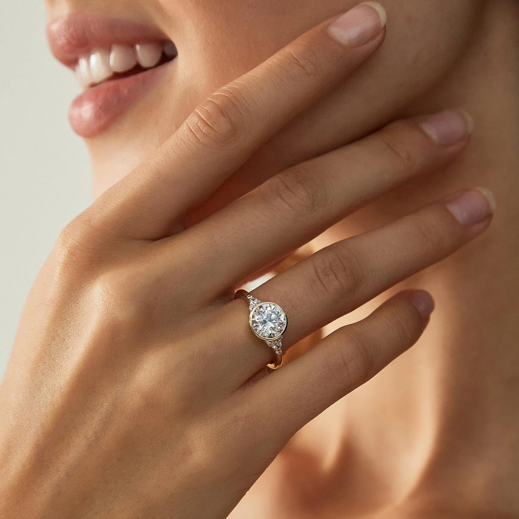 2CT Round Cut Bezel Engagement Ring