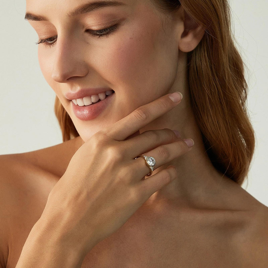 2CT Round Cut Bezel Engagement Ring