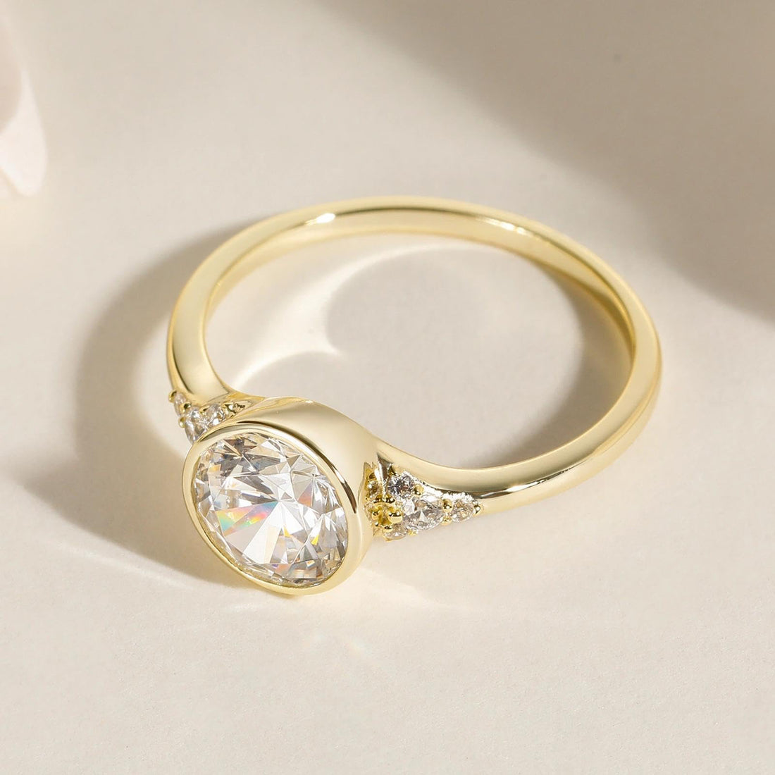 2CT Round Cut Bezel Engagement Ring