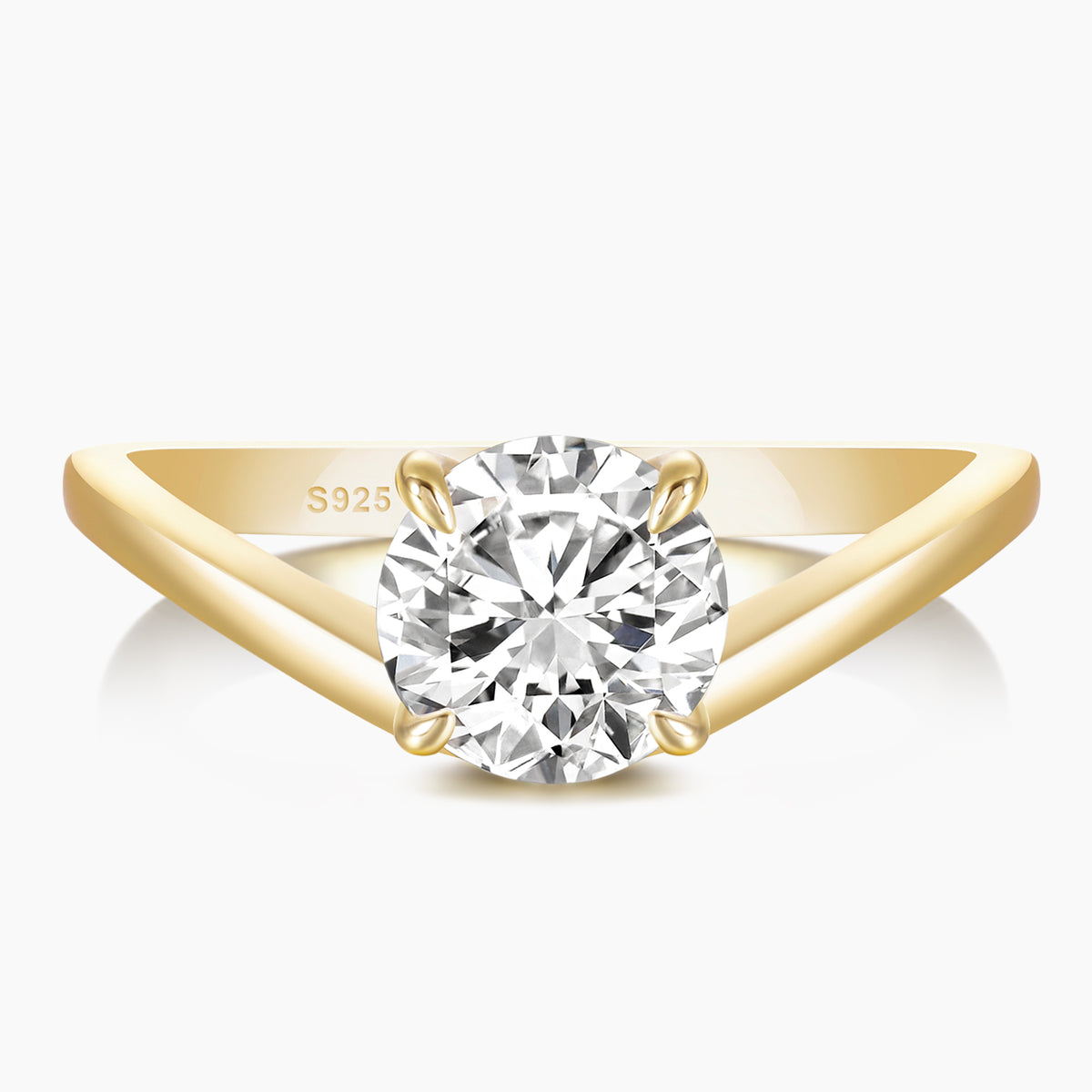 2CT Round Cut Curved Solitaire Engagement Ring