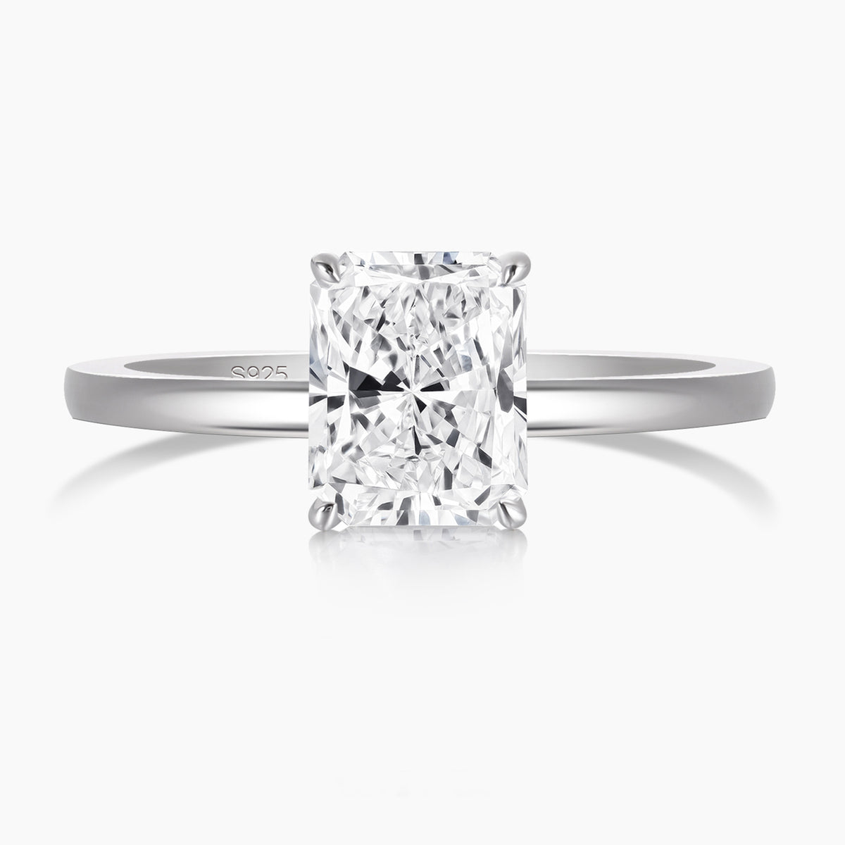 2CT S925 Radiant Cut Cubic Zirconia Engagement Ring