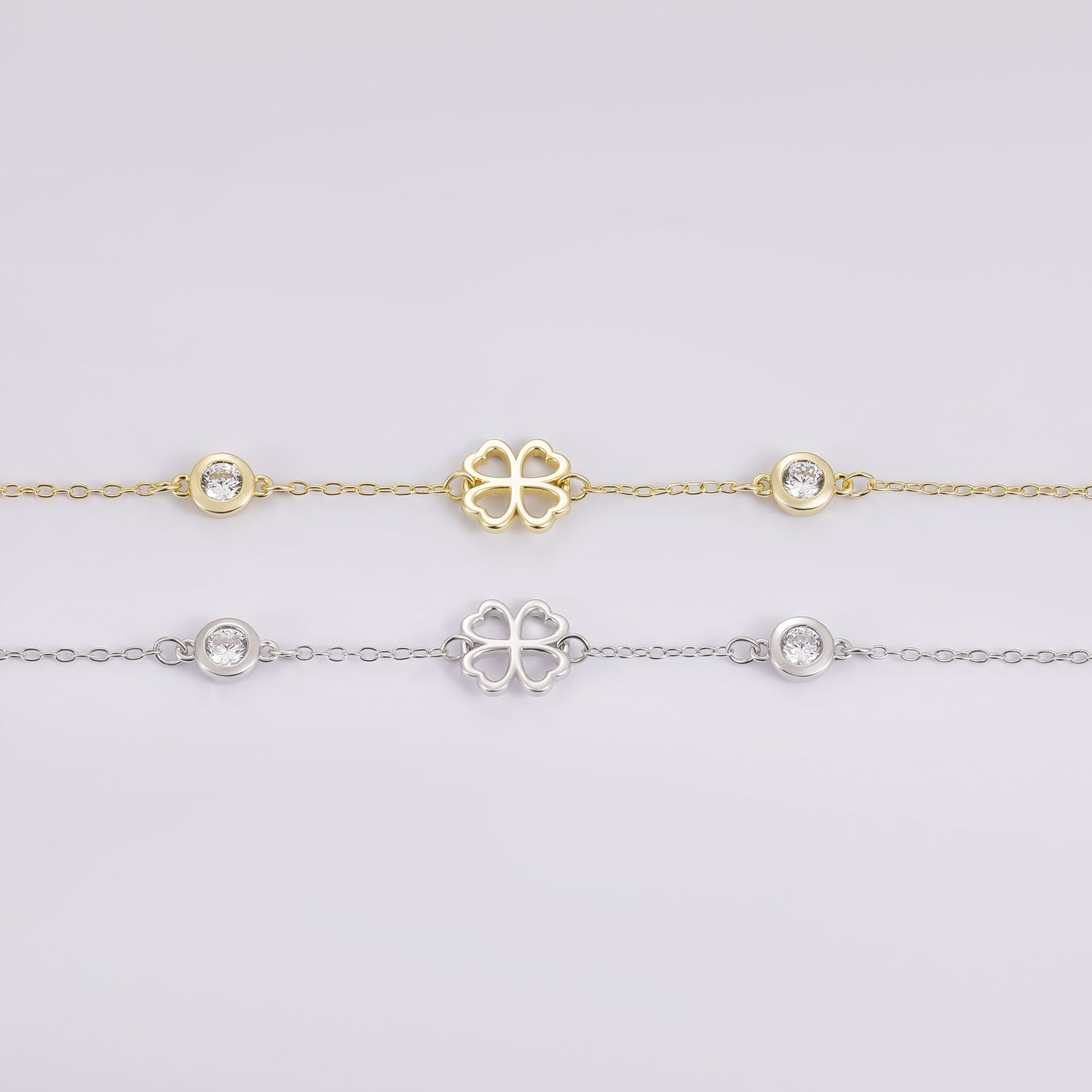 clover bracelet, birthstone bracelet, silver bracelet, cubic zirconia, gift for mom, mom bracelet
