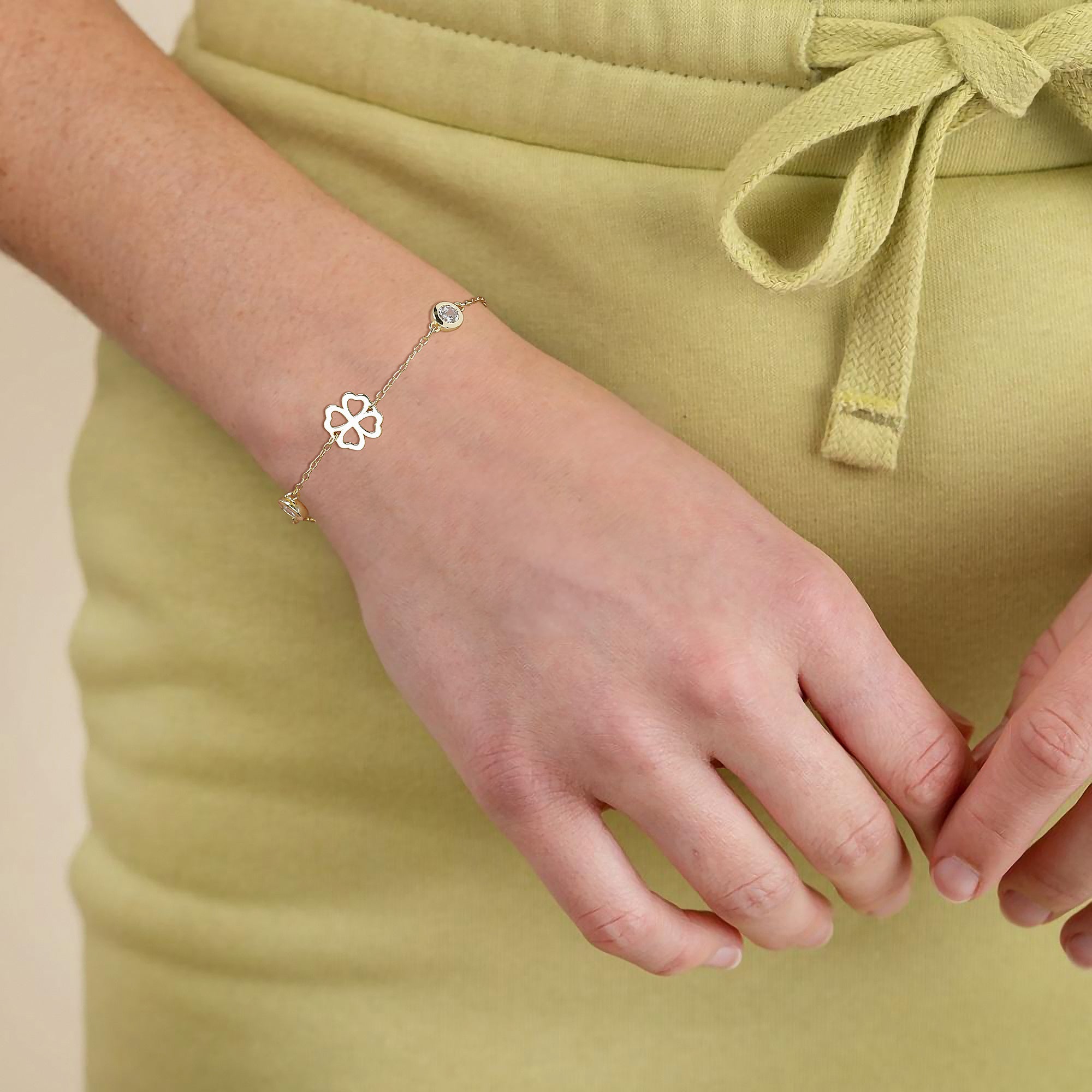 clover bracelet, birthstone bracelet, gold, affordable jewelry
