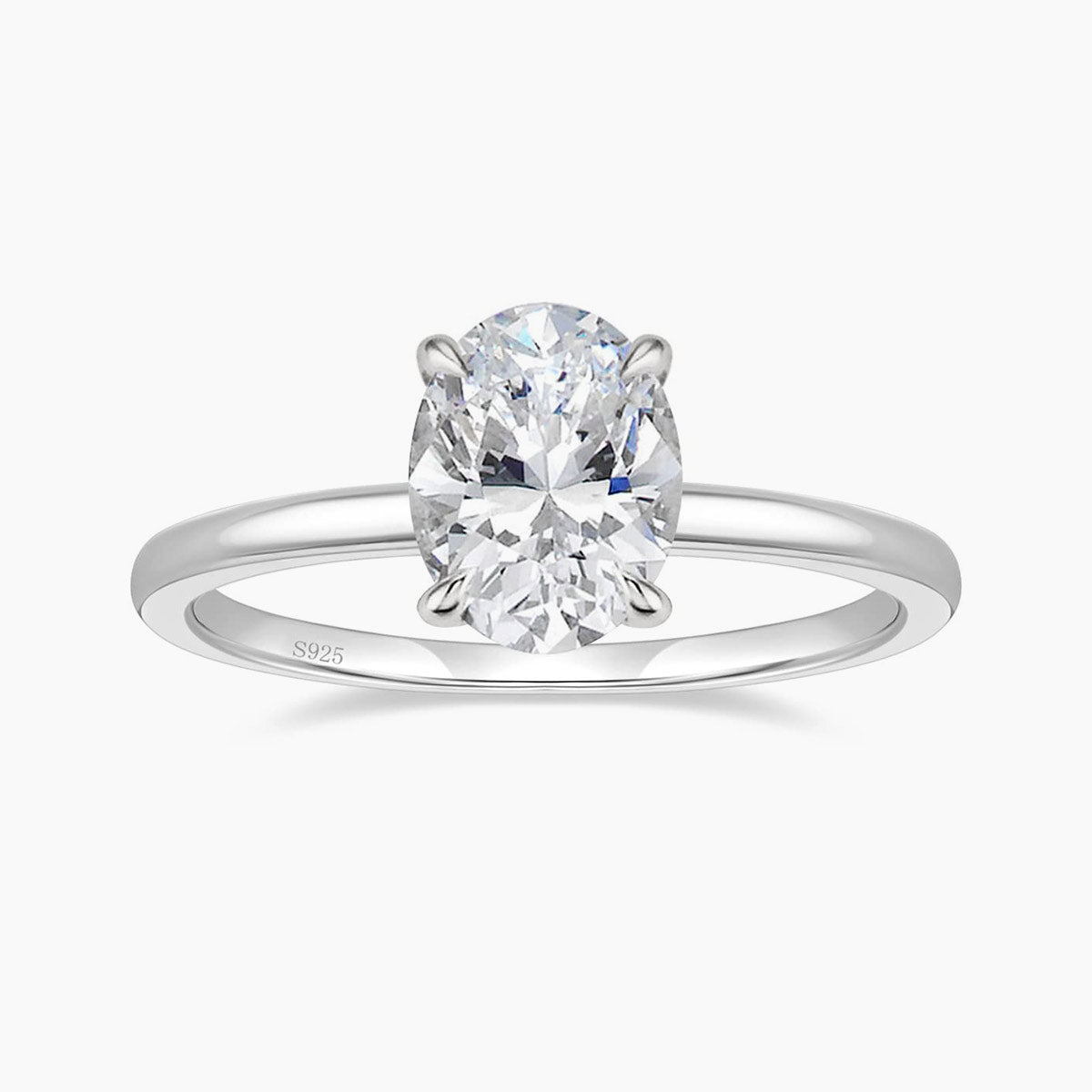 3CT Oval Cut Solitaire Cubic Zirconia Promise Ring