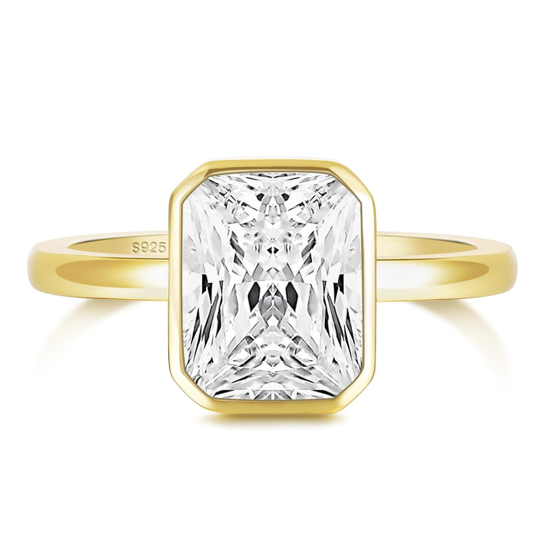 3CT Cubic Zirconia Bezel Wedding Ring