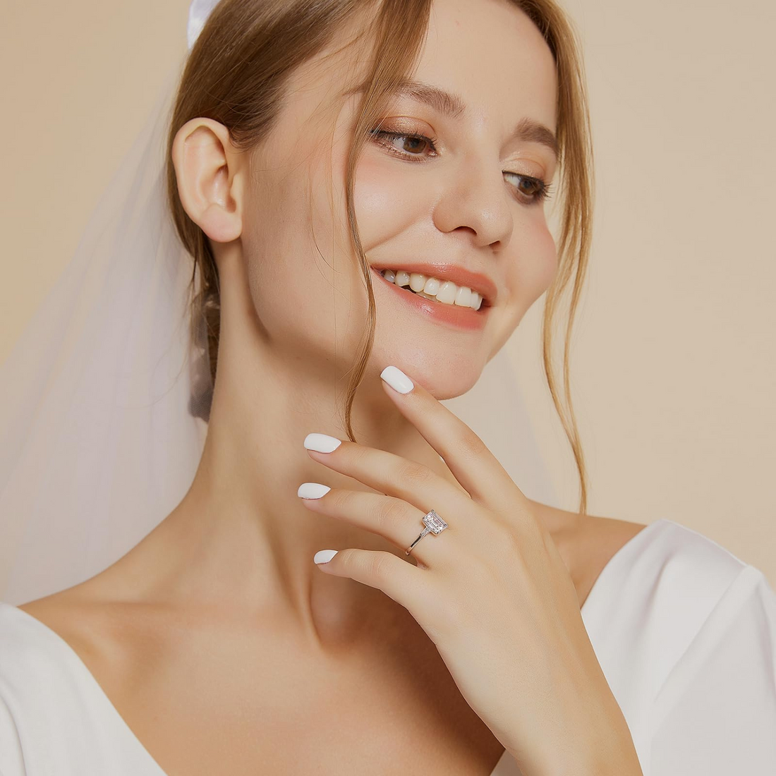 3CT 925 Sterling Silver Emerald Cut CZ Engagement Ring