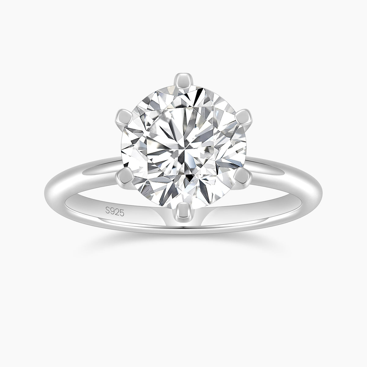 3CT Classic Round Cut Moissanite Engagement Ring