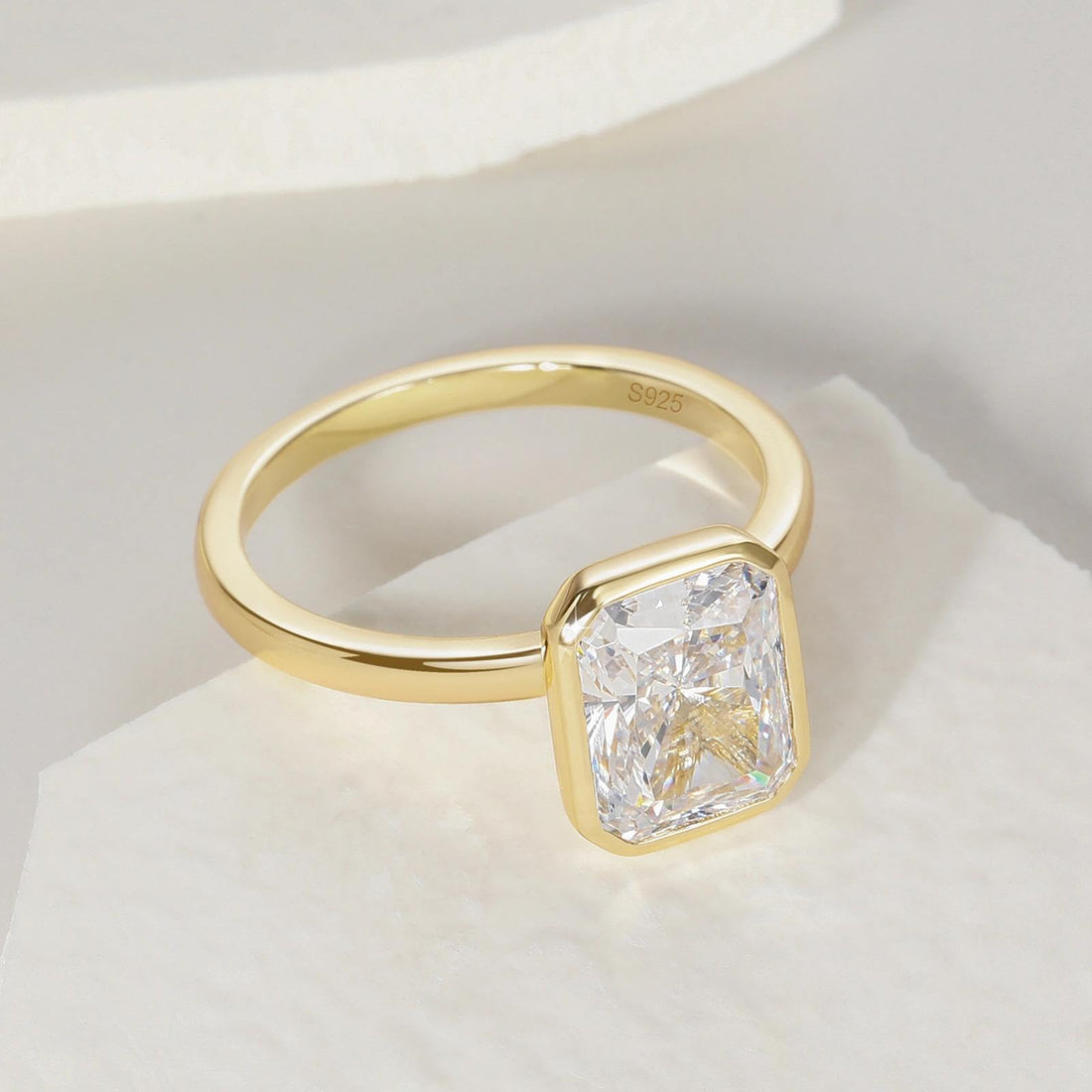 3CT Cubic Zirconia Bezel Wedding Ring